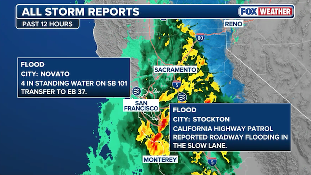 Flooding reported outside of the Bay Area as heavy rain hammers California