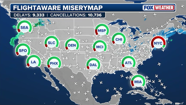Flight disruptions top 20,000 across the U.S. as blizzard peaks