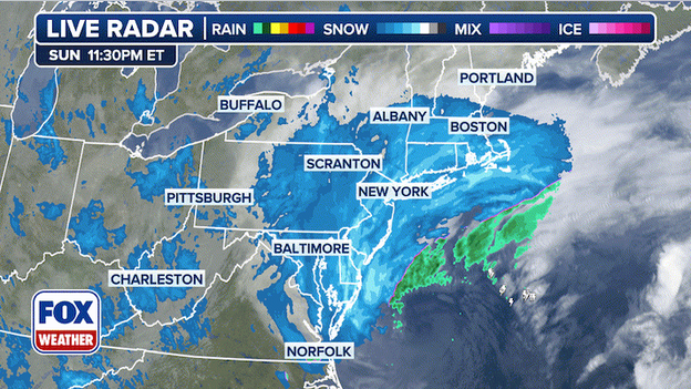 Live radar: Nor'easter locked in along the East Coast