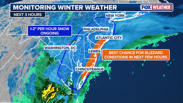 Blizzard conditions arriving now for the Jersey Shore and Delmarva Peninsula