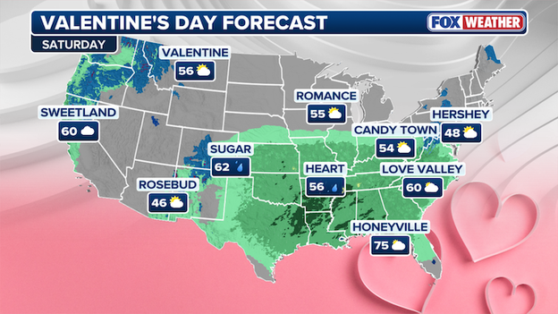 Valentine's Day forecast for America's most romantic towns and cities