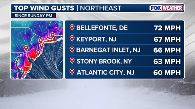 Near-hurricane-force gusts lash the Northeast as blizzard conditions peak