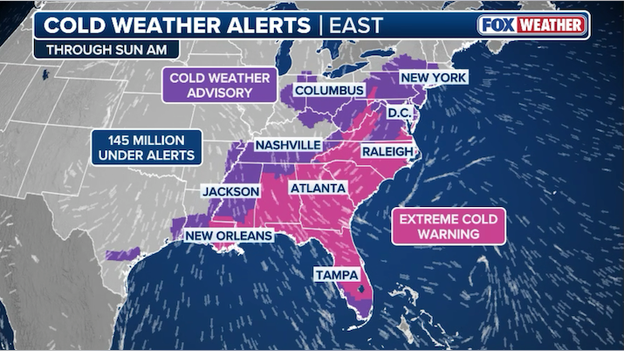 Millions under alert as life-threatening cold air sweeps across America