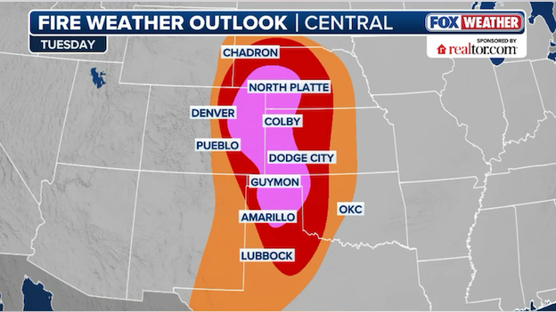 'Extreme' critical fire danger threat area expanded across the Plains