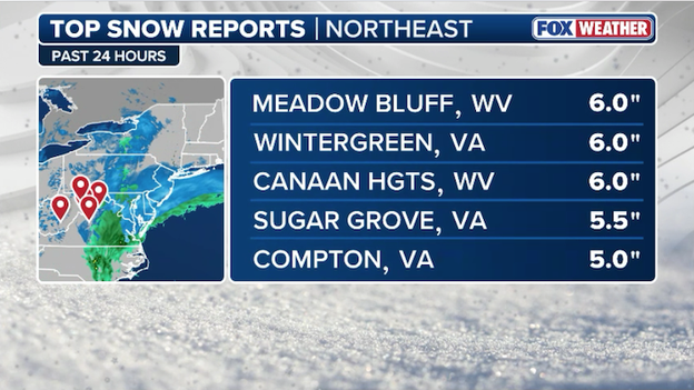 NEW snow report: 6.0 inches recorded in Meadow Bluff, West Virginia