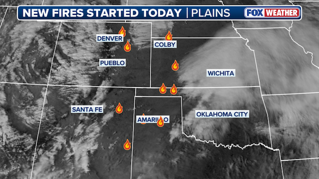 Fires break out across five states in the Plains amid dangerous fire weather conditions