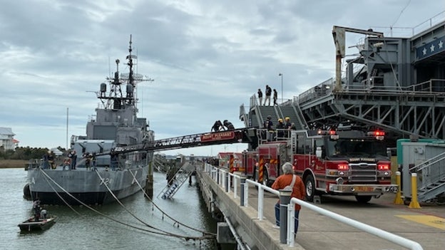 30 people rescued from USS Laffey after walkway collapses