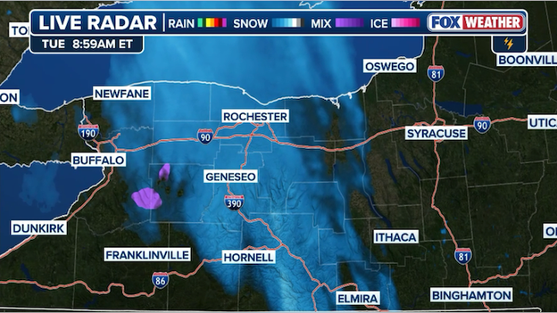 Light snow sliding through Upstate New York