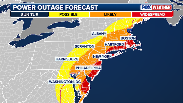 Coastal Northeast faces widespread power outage threat