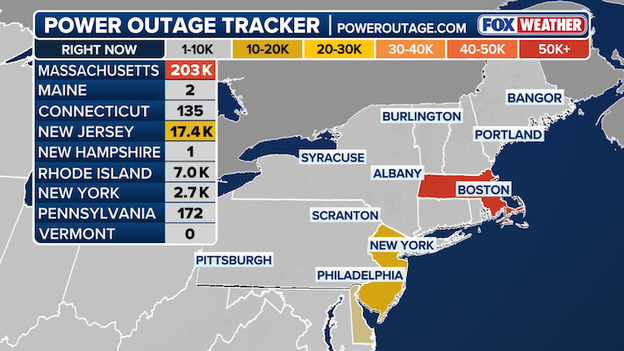 Over 200,000 remain without power in Massachusetts as crews