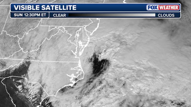 Satellite imagery shows the nor'easter powering up off the East Coast