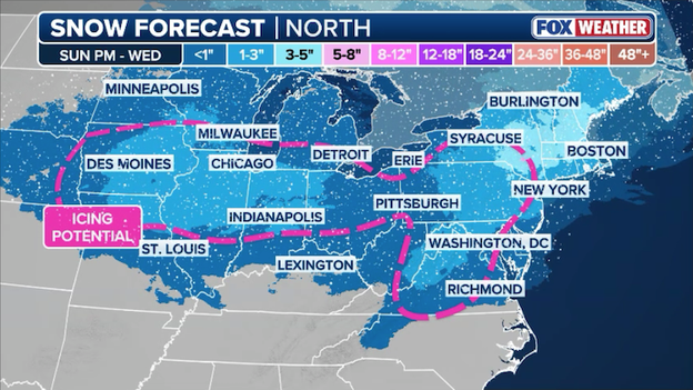Three rounds of winter weather to impact 25+ states through Wednesday