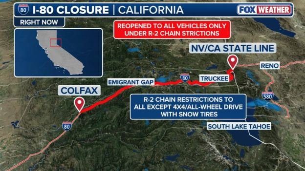 Interstate 80 reopens in both directions across the Sierra