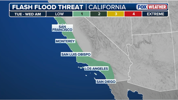 Additional flash flooding possible in California today