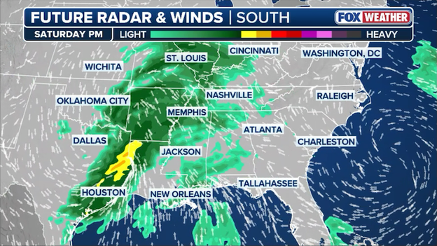 Soggy Saturday expected for millions across the South