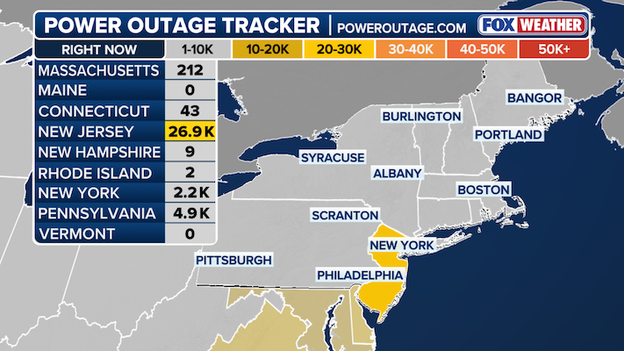 Outages rapidly increase as 110,000+ in the Northeast and Mid-Atlantic are without power