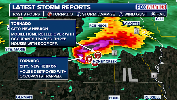 TORNADO DAMAGE: Reports of trapped occupants and destroyed homes in Crawford County, IL