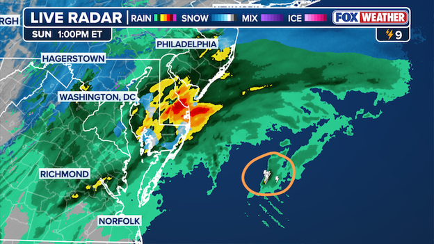 Lightning off Delmarva coast signals nor'easter is rapidly strengthening