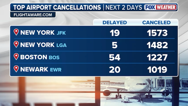 Air travel grinds to a halt: Over 12,400 flights disrupted by blizzard