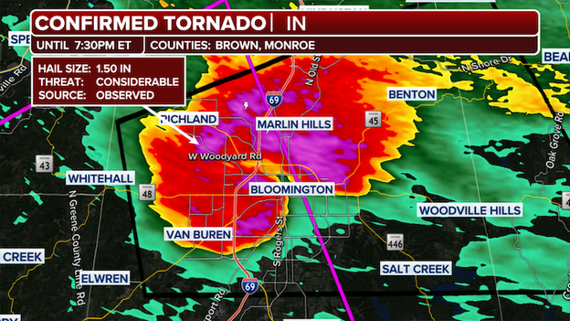 Confirmed dangerous tornado near Bloomington, Indiana