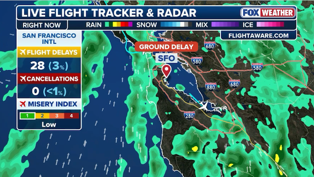 San Francisco International Airport hit with 1-hour delays amid Bay Area storm