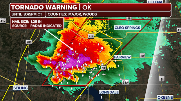 Tornado Warning issued for parts of Major County, Oklahoma