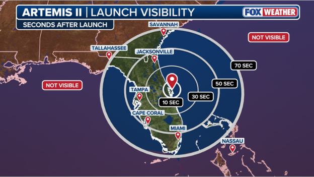 Map shows where you can see tomorrow's rocket launch