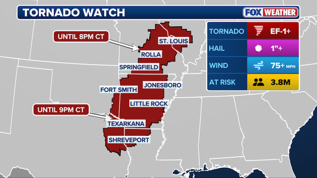 Tornado Watches issued for six states as severe outbreak brews