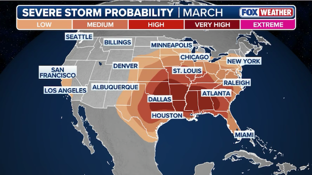 Mapping the threat: Where severe weather historically strikes most in March