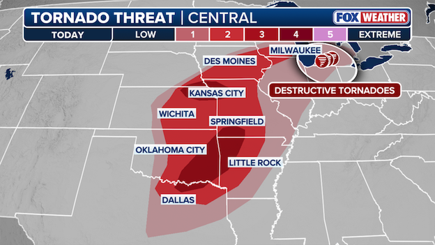 Tornadoes strike Michigan in low-risk area as more twisters possible across Central U.S. tonight
