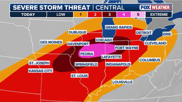 Storm Prediction Center issues rare Level 4 risk for Illinois and Indiana