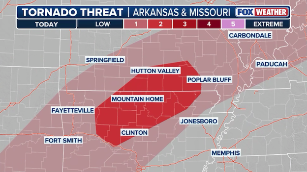 Tornado threat increasing for portions of Arkansas and Missouri today