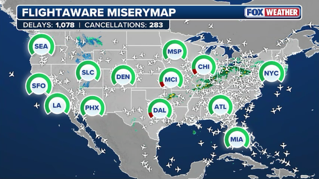 Storms across the Heartland spark flight delays and cancellations