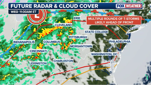 Analysis: Multiple rounds of severe storms to slam the Ohio Valley, Mid-Atlantic today