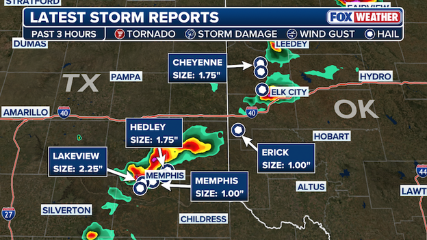 Hail reports from the Southern Plains
