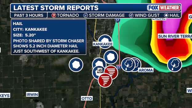 Potential state-record hail reported in Illinois amid severe storm outbreak