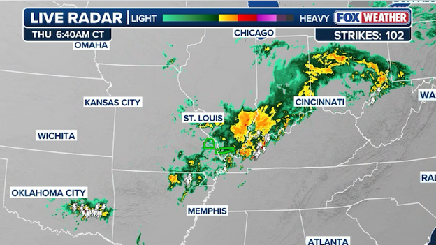 Morning storms douse the Ohio Valley and Ozarks