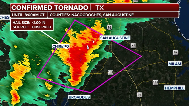 National Weather Service tracking tornado near Macune, Texas this morning