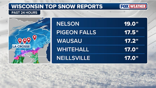 NEW snow report: 19.0 inches recorded in Nelson, Wisconsin