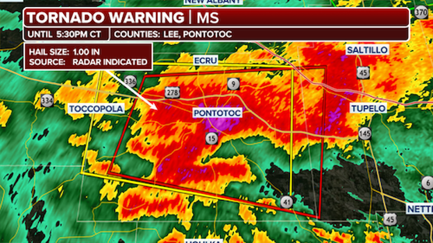 Tornado Warning issued in Pontotoc, Mississippi