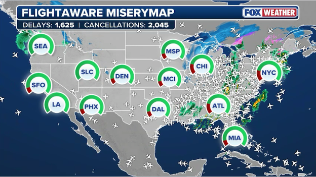More than 17,700 U.S. flights disrupted as extreme weather sweeps the nation