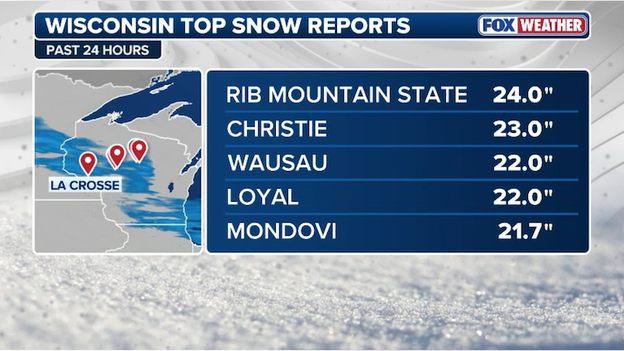 NEW snow report: 24.0 inches recorded in Rib Mountain State Park, Wisconsin