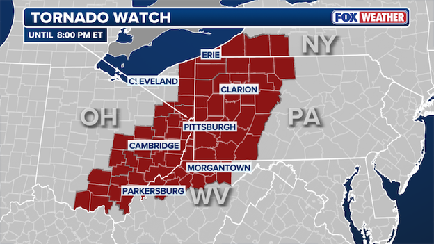Tornado Watch issued for parts of New York, Ohio, Pennsylvania and West Virginia