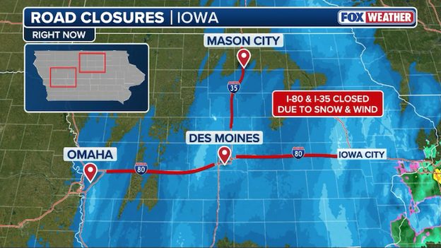 Whiteout conditions keep major Iowa interstates closed