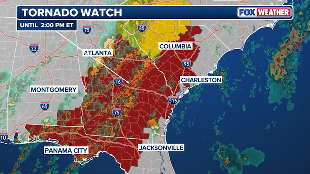 Tornado Watch issued for Georgia, Florida, and South Carolina