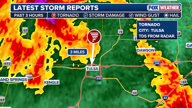 Confirmed Tornado just three miles from Tulsa, Oklahoma