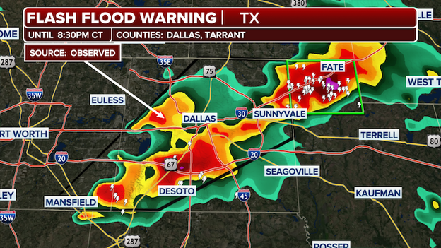 Flash Flood Warning in effect in Dallas County, Texas