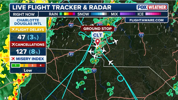 Morning storms trigger ground stop at Charlotte Douglas International