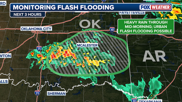 'Training' storms drench Southeast Oklahoma with 2+ inches of rain per hour