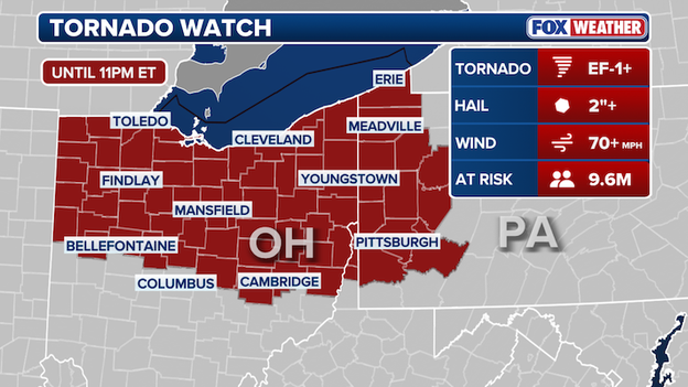 Tornado Watch issued for parts of Ohio, Pennsylvania and West Virginia